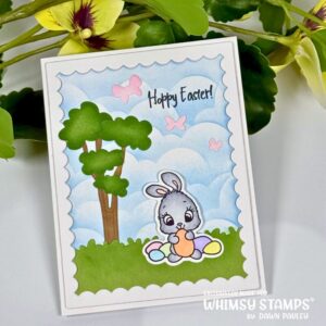 Read more about the article Easy Easter Card Idea with Ink Blended Clouds | Whimsy Stamps Bunny Card Tutorial